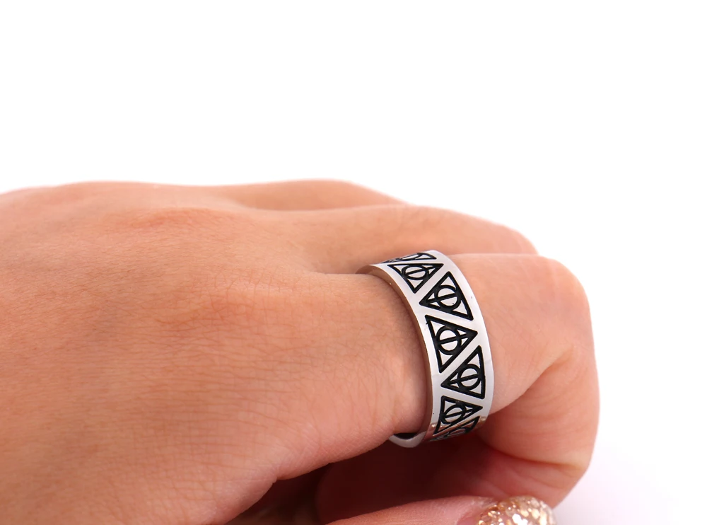 Ha rry Potter Always Deathly Hallows Triangle Logo Ring the Silver Plated Templar Ring for Women/Men Connor Kenway Fashion Jewelry