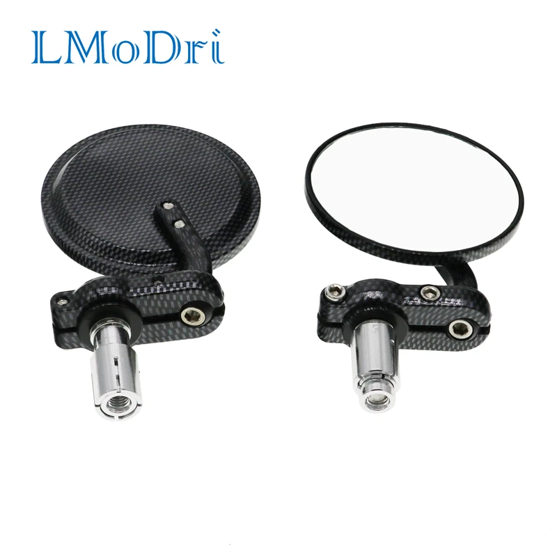 

LMoDri 2Pcs Motorcycle Rear View Mirrors Round 7/8" Handle Bar End Foldable Motorbike Side Mirror For Suzuki Kawasaki Honda