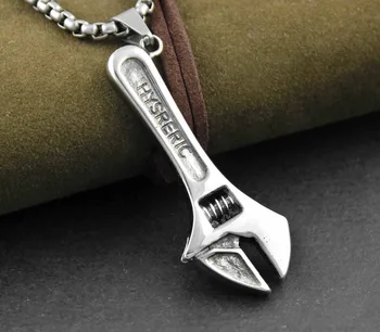 

Spanner Wrench 316L Stainless Steel Mens Biker Pendant Necklace Jewelry Cool