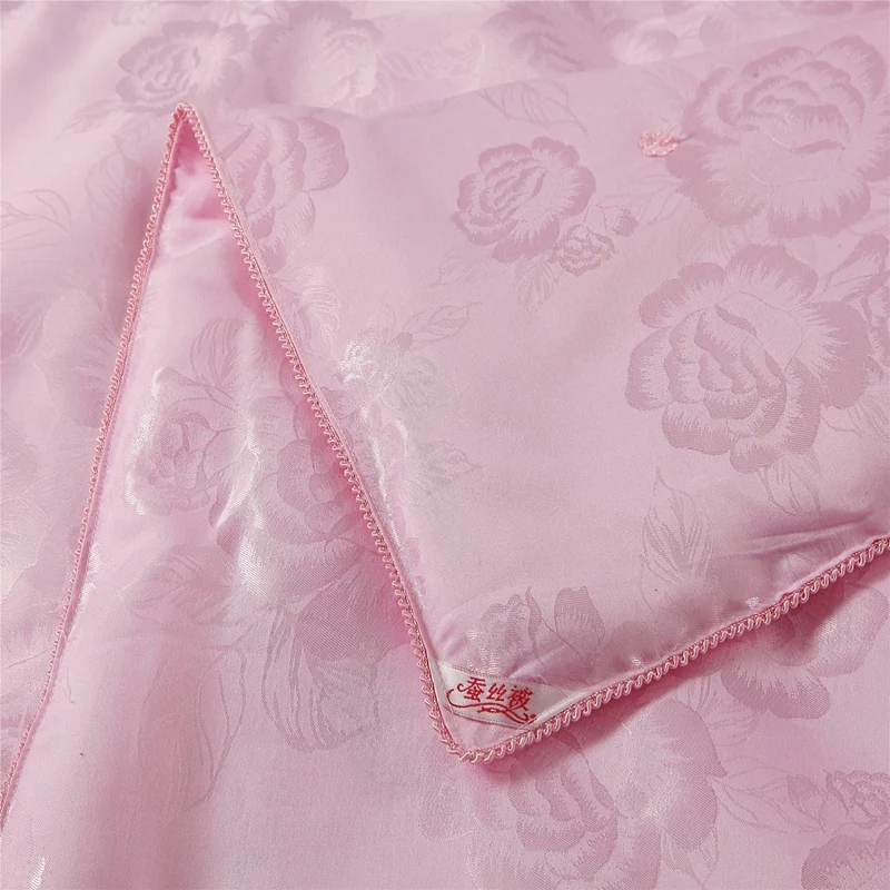 Шелк одеяло/одеяло для лета и зимы король, королева Twin Размер постельное белье ручной работы белый/ розовый цвет