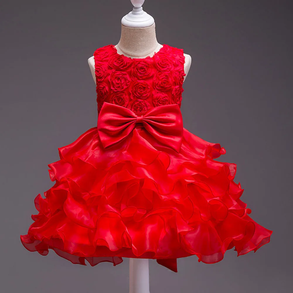 Модное детское платье для дня рождения с объемным цветком для девочек; Детские бальные платья для свадебной вечеринки; Пышное Платье с цветочным узором для девочек; цвет фуксия, синий, розовый