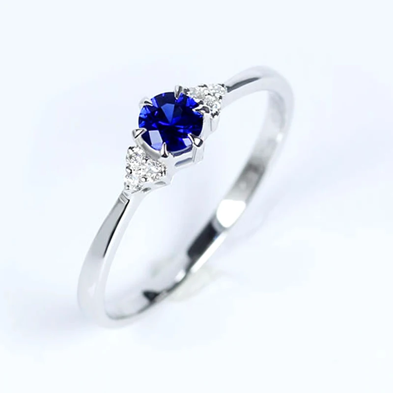 

Natural Sapphire Ring Round fire VS grade special offer Fine Jewelry Ring Blue Color 18k Sri Lanka