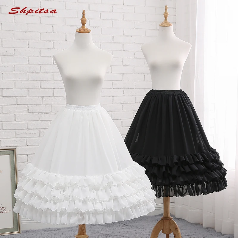 

White or Black 3 Hoops Lolita Petticoat Rockabilly Short Petticoats for Wedding Underskirt Crinoline Woman Hoop Skirt