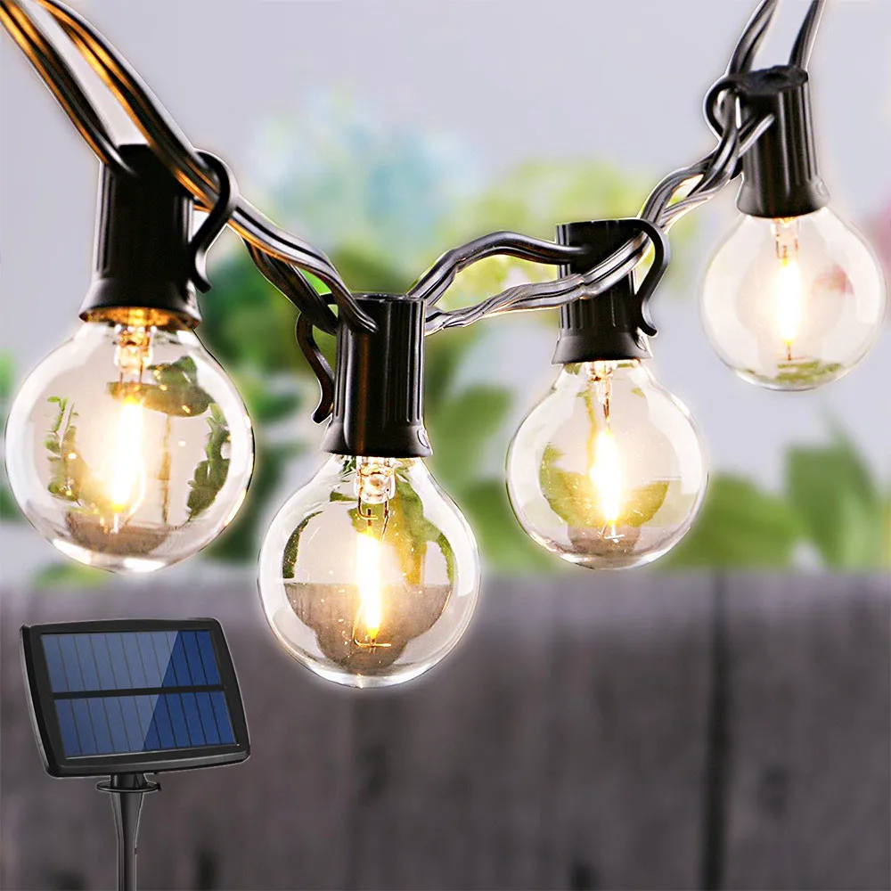 Garden Solar Light Garland Bulb Edison String Lights G40 Retro