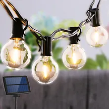 Garden Solar Light Garland Bulb Edison String Lights G40 Retro Glass Lamp For Outdoor Waterproof Party Lighting 5/10 Meters