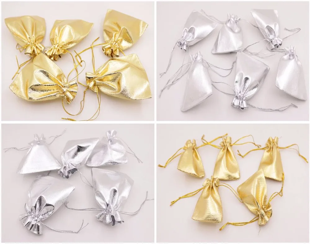 

Bulk 100 PCS Jewelry Gift Bag Pouch Silver Golden Bags Pouches Choose 5X7cm 7X9cm 10X12cm