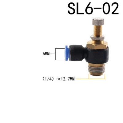 SL пневматический L Тип регулятор скорости потока 4-12 мм OD шланг трубка 1/" 1/4" 3/" 1/2" BSP Мужской газовый воздушный поток предельный клапан быстрая установка - Цвет: SL6-02
