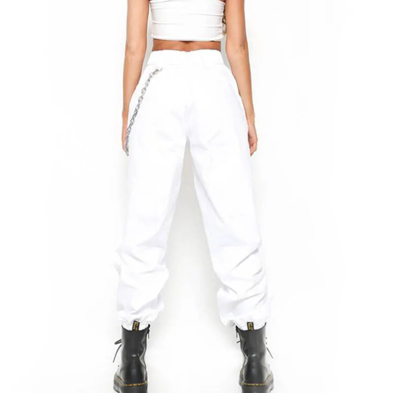 Summer 2019 Female High Waist Harem Pants Fashion Slim Solid Color Long Women's Pants Hip Hop Pant Streetwear With Chains MODIS Summer 2019 Female High Waist Harem Pants Fashion Slim Solid Color Long Women's Pants Hip Hop Pant Streetwear With Chains MODIS