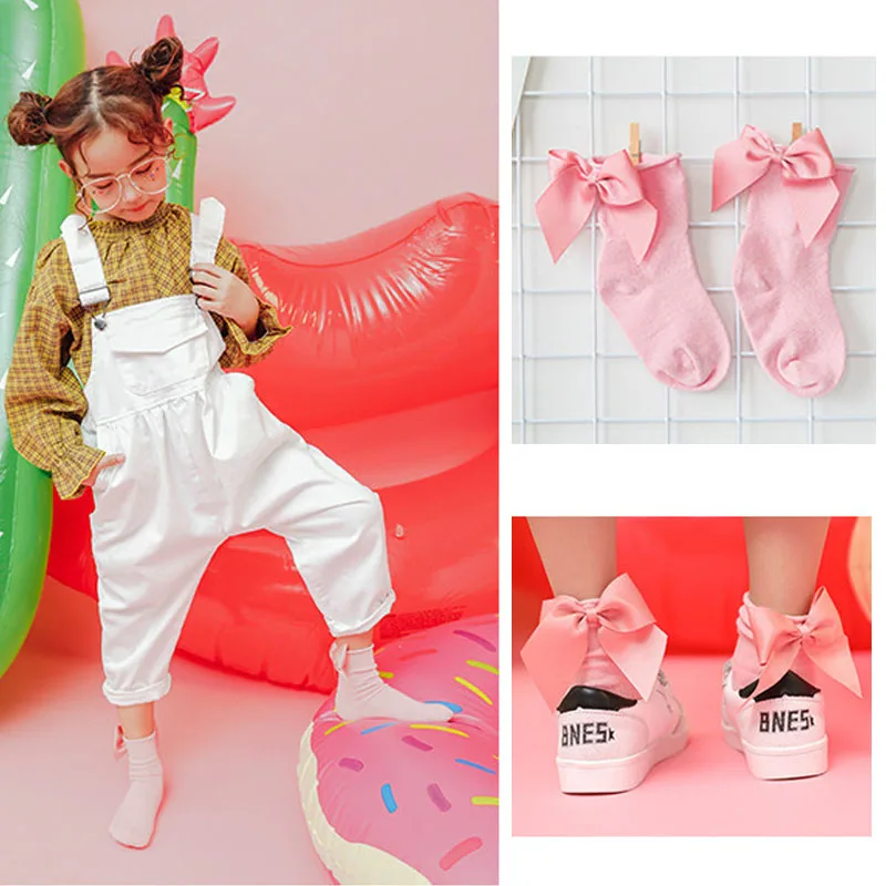 Big Bow Socks Children Kids Sweet Style Heel Bowknot Spring Winter