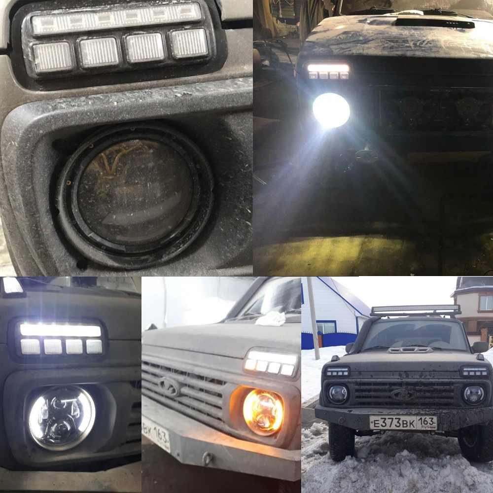 Светодиодсветодиодный дневные ходовые огни для Lada Niva 4x4 релейный задний фонарь 7
