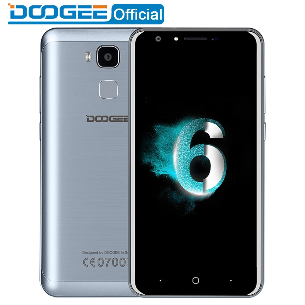 Doogee Y6 Отпечатков Пальцев мобильные телефоны 5.5 Дюйма HD 2 ГБ + 16 ГБ Android6.0 Dual SIM MTK6750 Qcta Core 13.0MP 3200 мАч WCDMA LTE GSM GPS