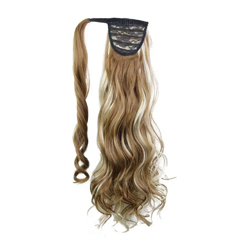 Luxury for Braiding Synthetic Hair 22inch 120g Long Wavy High Temperature Fiber Drawstring Wrap Around Ponytail Hairpieces