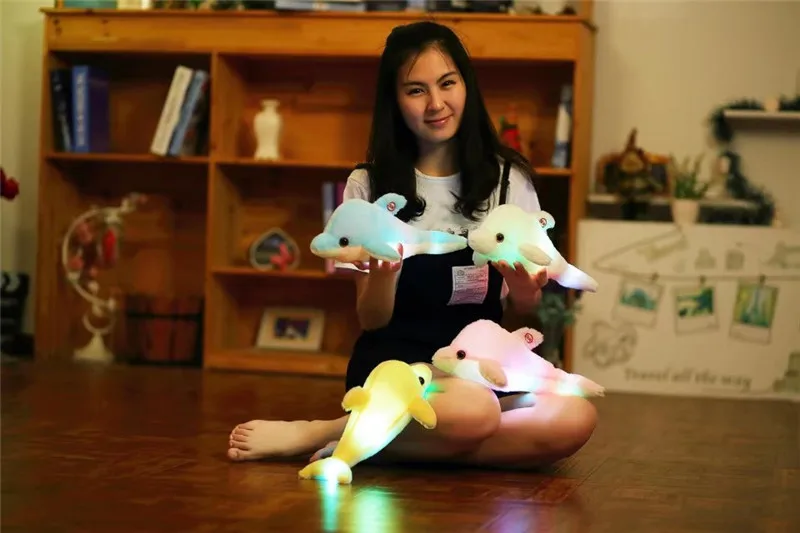 32 см/45 см Световой Дельфин Плюшевые Куклы Kawaii светильник вверх Подушка с дизайном