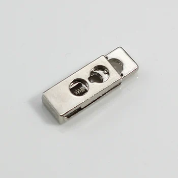 

Metal Silver Plated Stopper Toggle Buckle Rope Clamp Cord Locks Drawstring Stops End Button 2 Holes Sewing Supplies 100pc/NK161