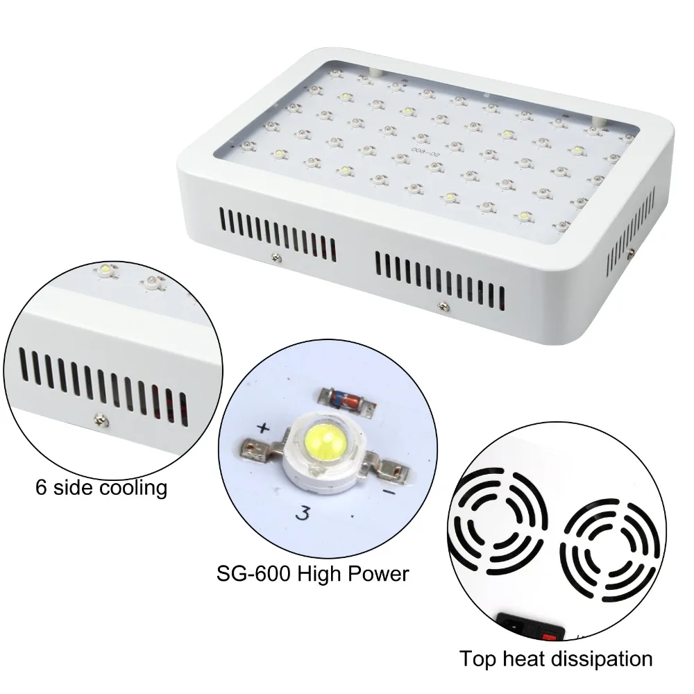600 Вт двойной чип светодио дный растет свет полный спектр красный/синий/белый/UV/IR для комнатных растений США/Великобритания PLUG