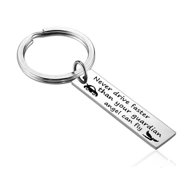 

Never Drive Faster Than Your Guardian Angel Can Fly Hand Stamped Keychain, Guardian Angel Key Chains, New Driver Sweet 16 Gifts