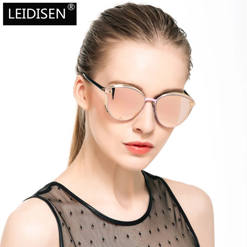 

LEIDISEN Polarized 2019 Sunglasses Women's Style Metal Dazzle Color Classic Retro Brand Designer UV400 Sun Glasses Vintage 0824