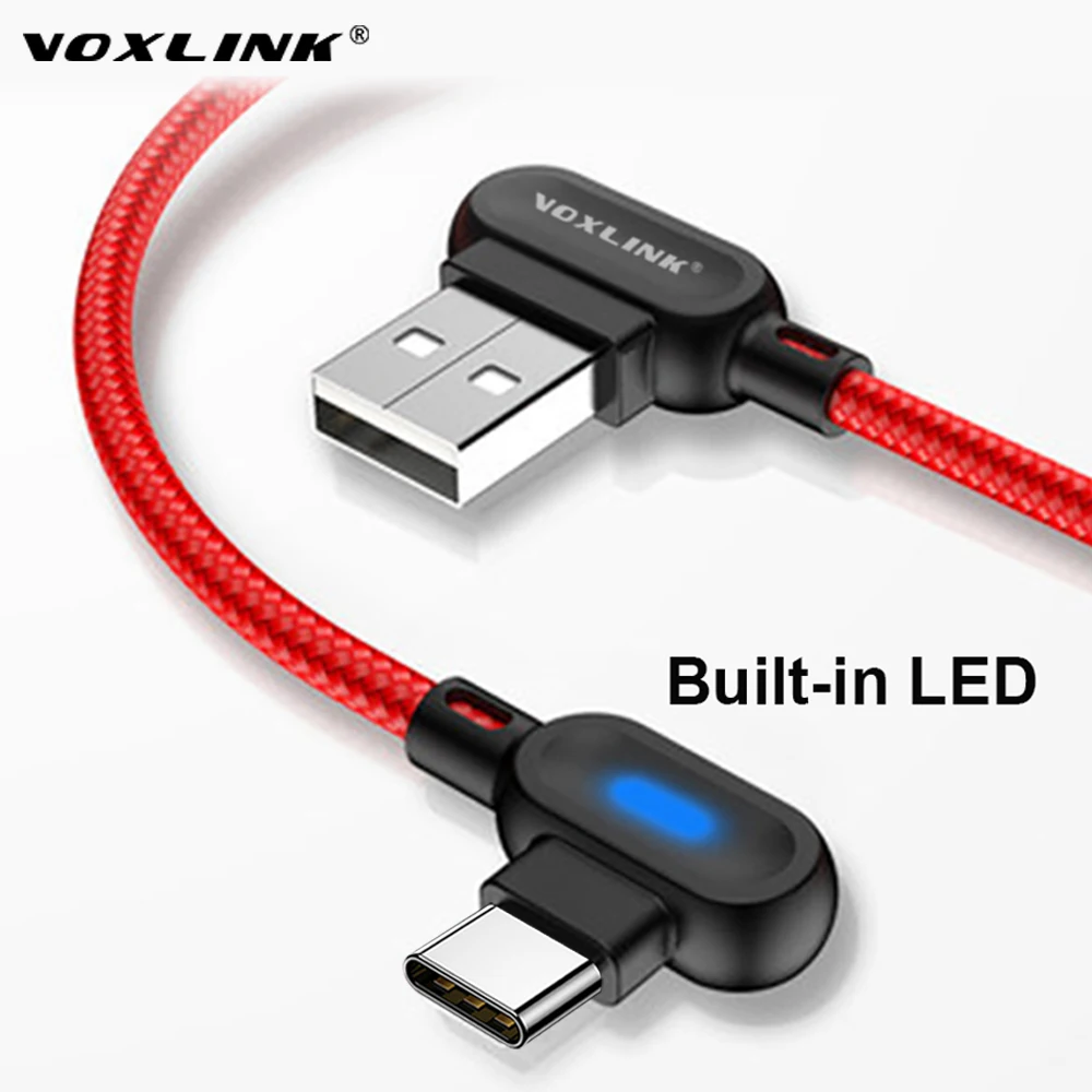 

VOXLINK USB Type C 90 Degree Fast Charging usb c cable Type-c data Cord Charger usb-c For Samsung S8 S9 Note 9 8 Xiaomi mi8 mi6