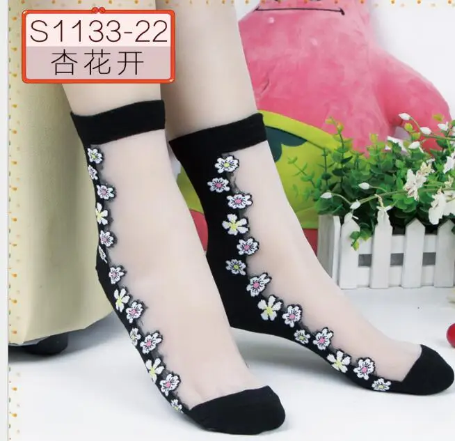 

10Pairs New Women Lace Ruffle Ankle Sock Soft Comfy Sheer Silk Cotton Elastic Mesh Knit Frill Trim Transparent Women's socks