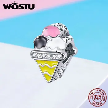 

WOSTU Real 100% 925 Sterling Silver Beads Ice Cream Colorful Charms Fit Original Bracelet Pendant Women Jewelry Making FIC1129