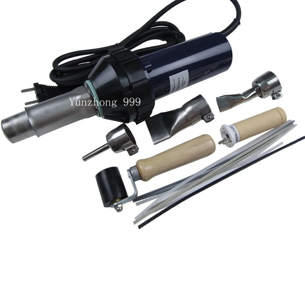 110V OR 230V 1600w Plastic Welder Gun Hot Air Vinyl+Bonus 2*Flat Welding Nozzle+ ExtraHE Rod  9 in 1 by  carton box