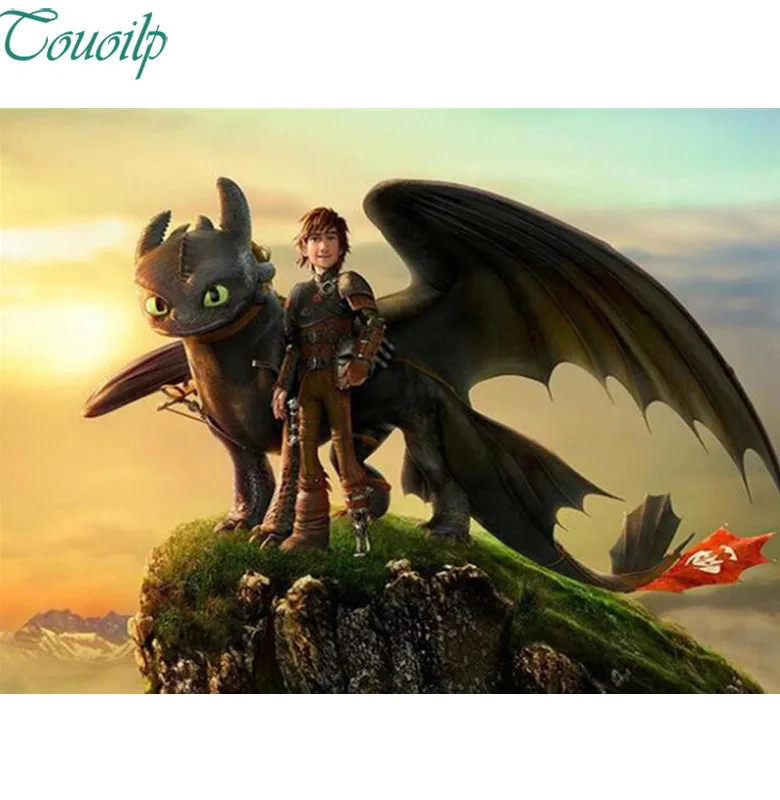 5D DIY Full Drill Round sqaure Diamond Painting Train Dragon Pattern