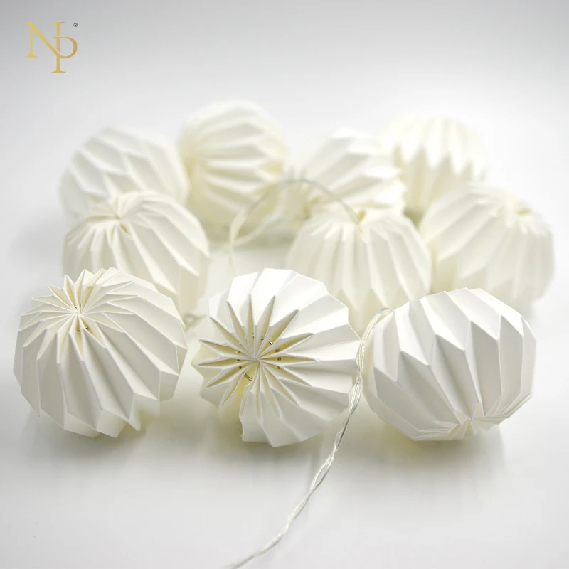

Nicro LED Strings Paper Lanterns 1.5M Fairy Lights Pumpkin Hanging 10 Lanterns &10 Pcs Light For Wedding Party Christmas Decor