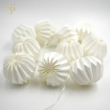 

Nicro LED Strings Paper Lanterns 1.5M Fairy Lights Pumpkin Hanging 10 Lanterns &10 Pcs Light For Wedding Party Christmas Decor