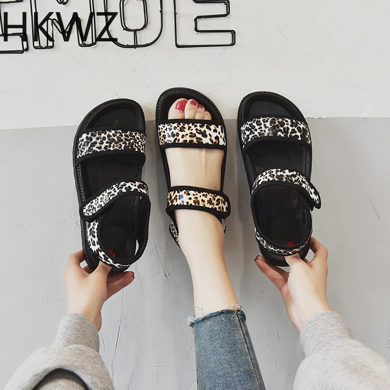 

2019 summer new college wind casual platform flat sandals ladies beach non-slip comfortable casual muffin sports sandals H0069