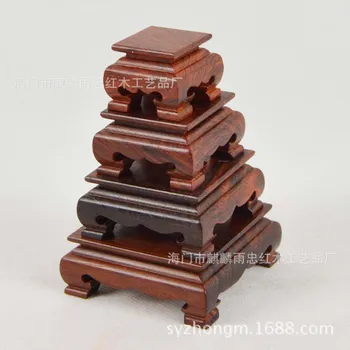 

[Rain] Zhong mahogany red wood canoe square table teapot jade stone seal carving ornaments base
