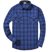 Мужская клетчатая Повседневная рубашка осень зима синяя фланелевая Мужская рубашка с длинным рукавом 5XL с двумя нагрудными карманами Мужская рубашка Camisa