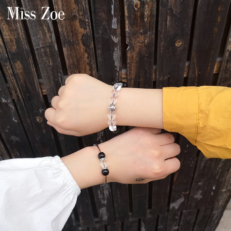 

Magnet suction button Obsidian Couple Bracelets BFF Lovers Jewelry Natural Stone Wristband Gift for Soulmate Friends Lover