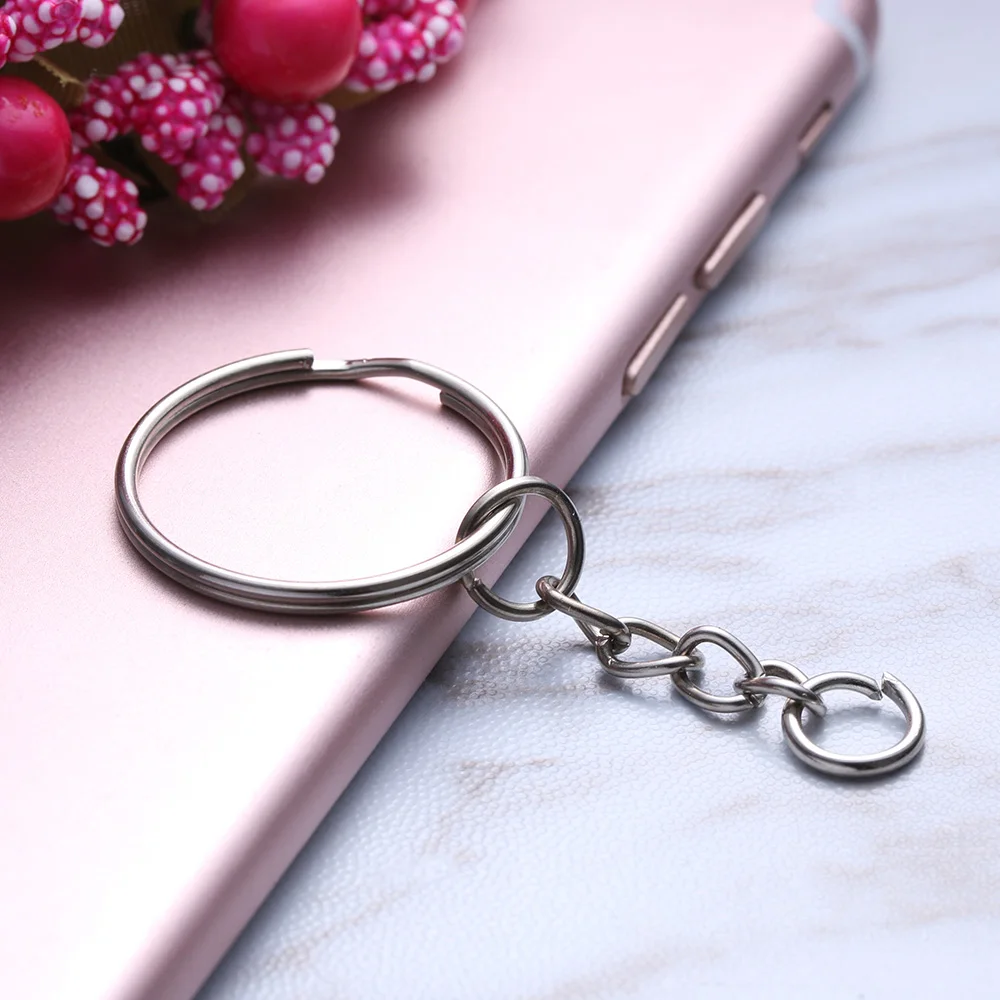 

10 Pcs/pack Polished Silver Keyring Keychain Short Chain Split Ring Key Rings Jewelry DIY 25mm Key Chains Accessories