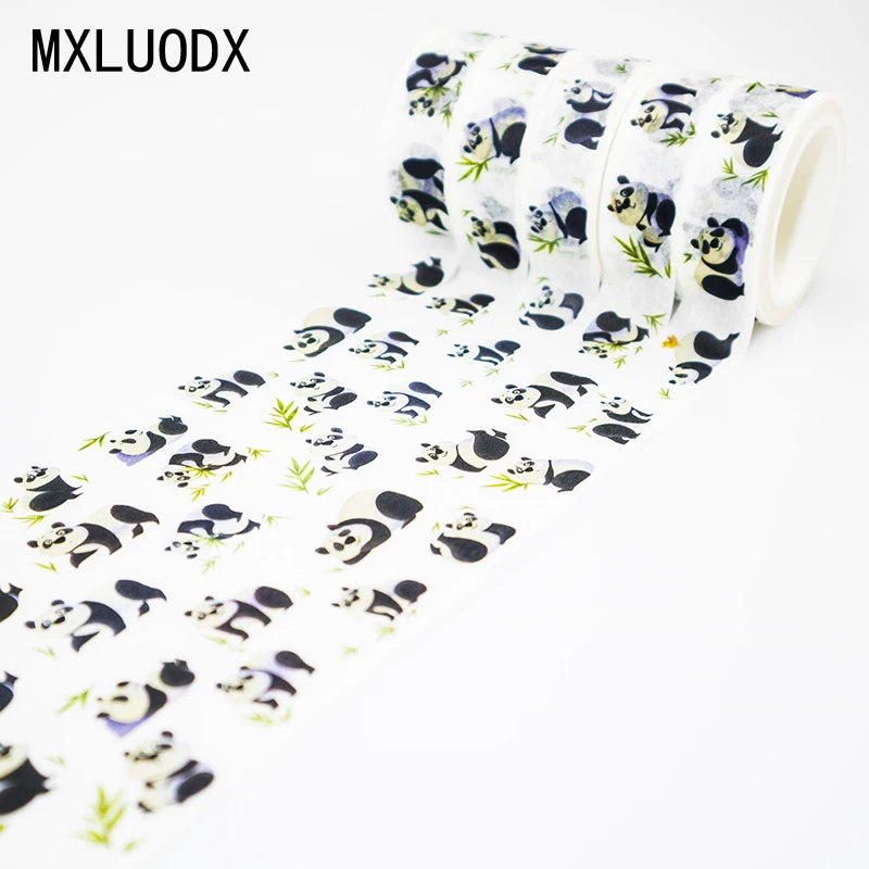 

Colored Washi Tape Set Sticky Decor Masking Paper Scrapbook DIY Panda Pattern Office Stationery Decorative Adhesive Tape Lot