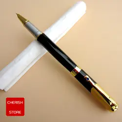 Jinhao 9009 черный и золотой роскошный алмаз Extra Fine перьевая ручка для финансов Бесплатная доставка 0,38 мм чернила ручки для письма