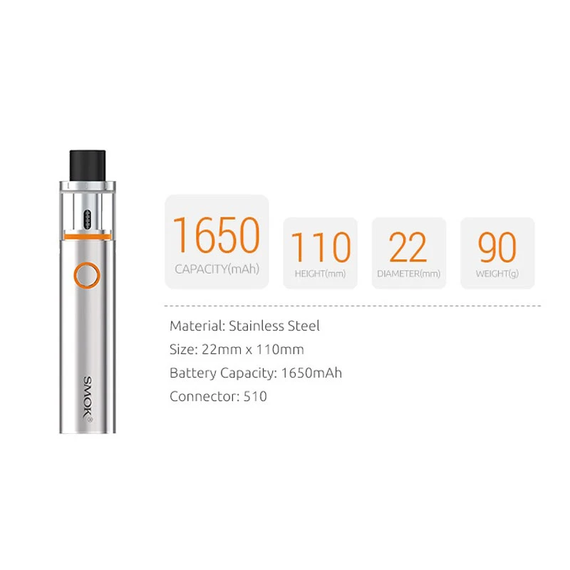 100% оригинальный набор Smok Vape Pen 22 со встроенным аккумулятором 1650 мАч и начальным