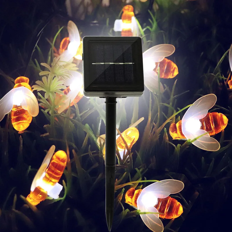 

Cute Cartoon Bee LED String light 7M 30 Leds Solar Decoration Fairy Lamp Creative Waterproof indoor for Home Christmas Garden