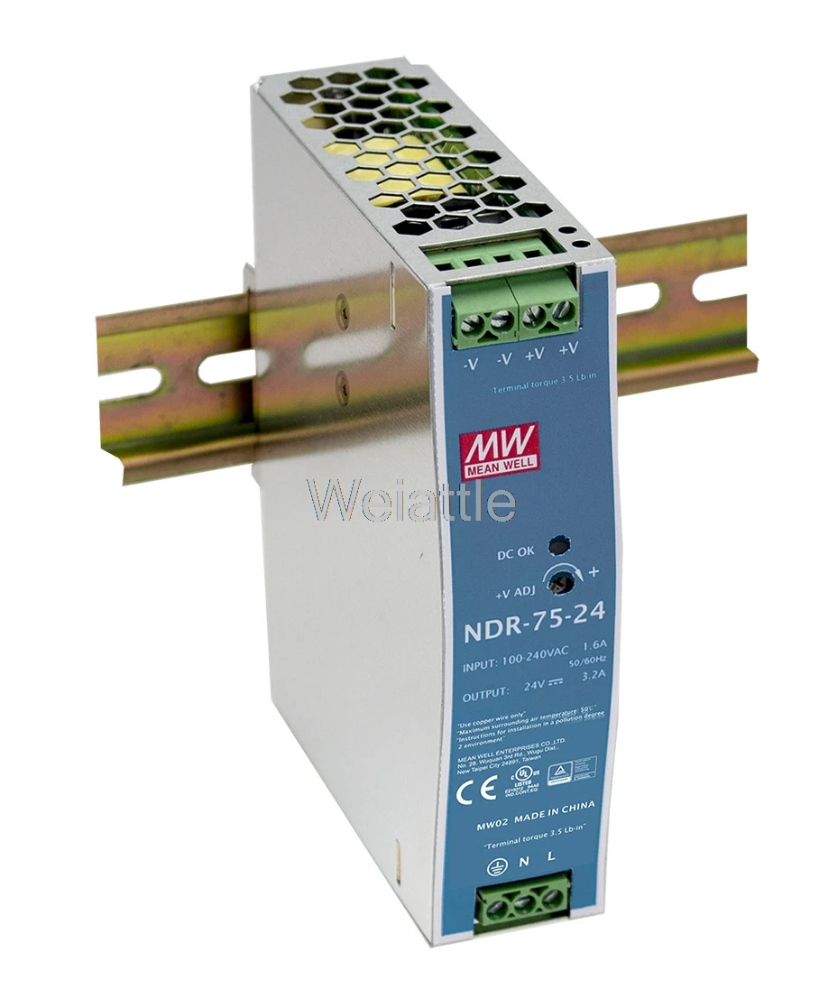 MEAN WELL оригинальный NDR-75-12 12V 6.3A meanwell NDR-75 75 6 W блок питания промышленной DIN-рейки с