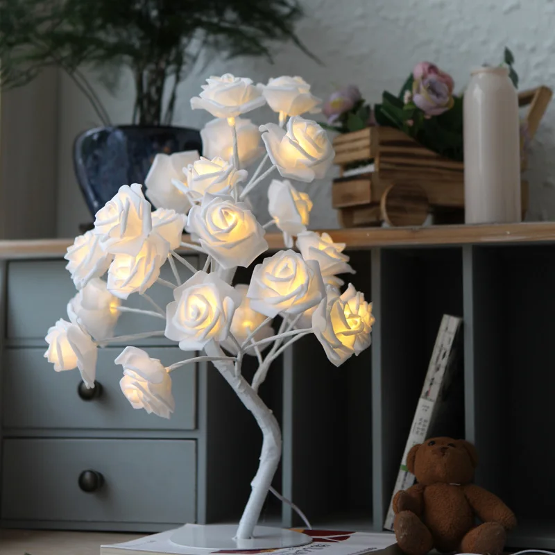 #^Special Price LED simulation rose bed night lamp, girl heart room decoration table lamp, bedroom dormitory decorated lantern string #^Special Price LED simulation rose bed night lamp, girl heart room decoration table lamp, bedroom dormitory decorated lantern string