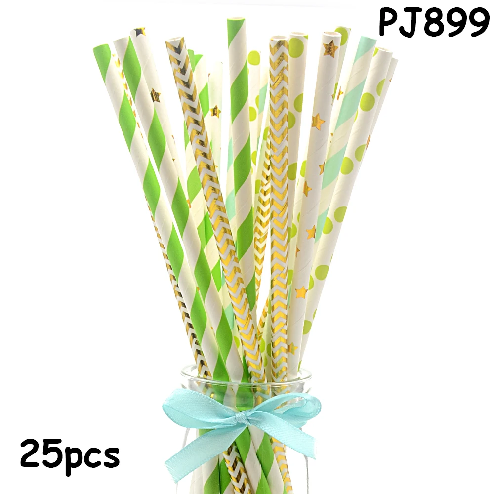 

25pc Hawaii Jungle Party Paper Drinking Straws For Birthday Wedding Party Baby Shower Party Disposable Tableware Supplies