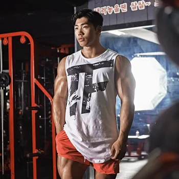 

Brandmens sleeveless vest SummerCotton Male Tank Tops gyms Clothing Bodybuilding Undershirt Fitness tanktops