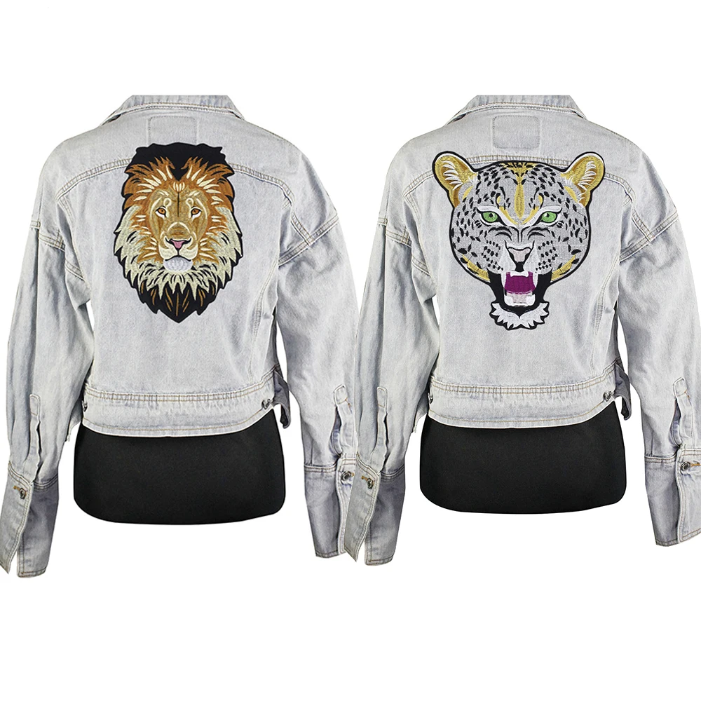 

Embroidery Leopard Head Back Patches Lion patch Scrapbooking Repair Badge Iron on Sticker Applique for Jacket Decorated A36