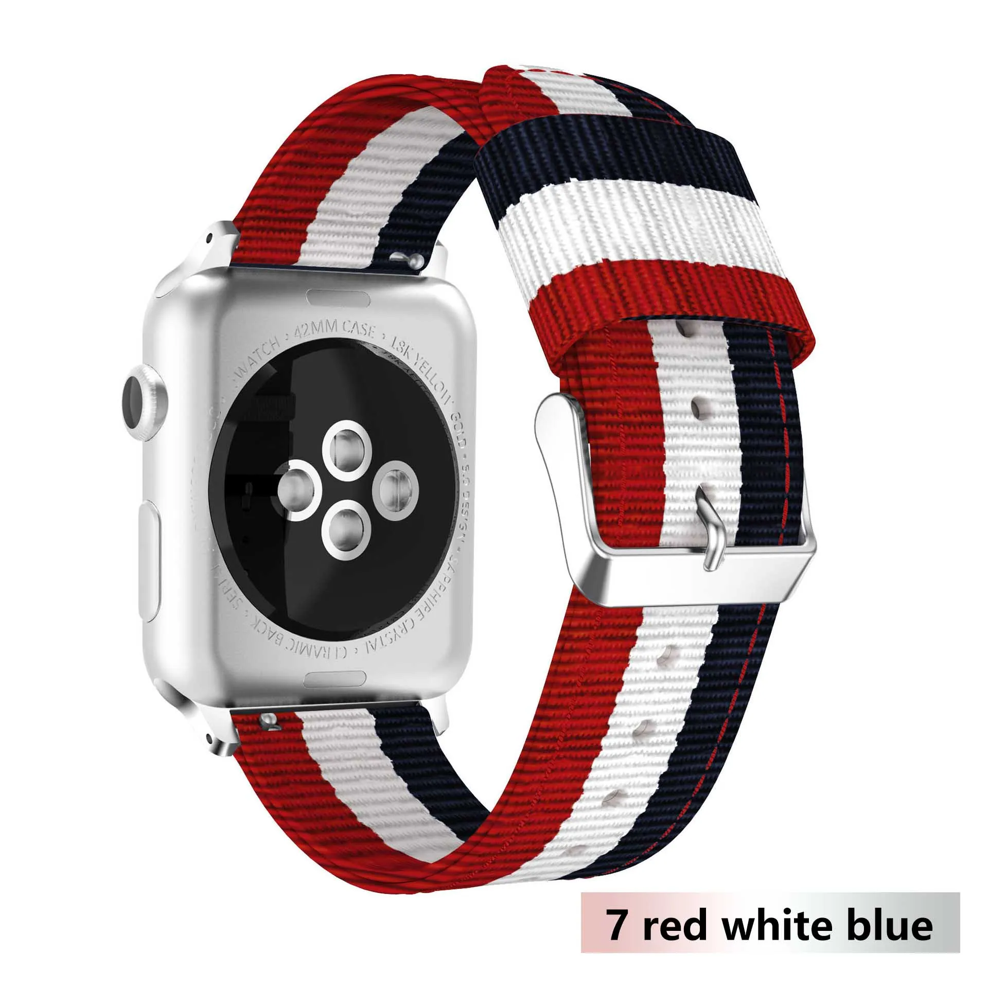 red white blue Ремешок Nato для Apple Watch 5 4 ремешок 44 мм/42 мм iwatch 3 ремешок 40 мм/38 м pulseira тканый браслет на запястье ремень аксессуары для часов - Цвет ремешка: red white blue