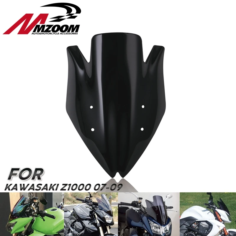 

Motorcycle Black Clear Double Bubble Windshield WindScreen Screen For Kawasaki Z1000 Z 1000 2007 2008 2009