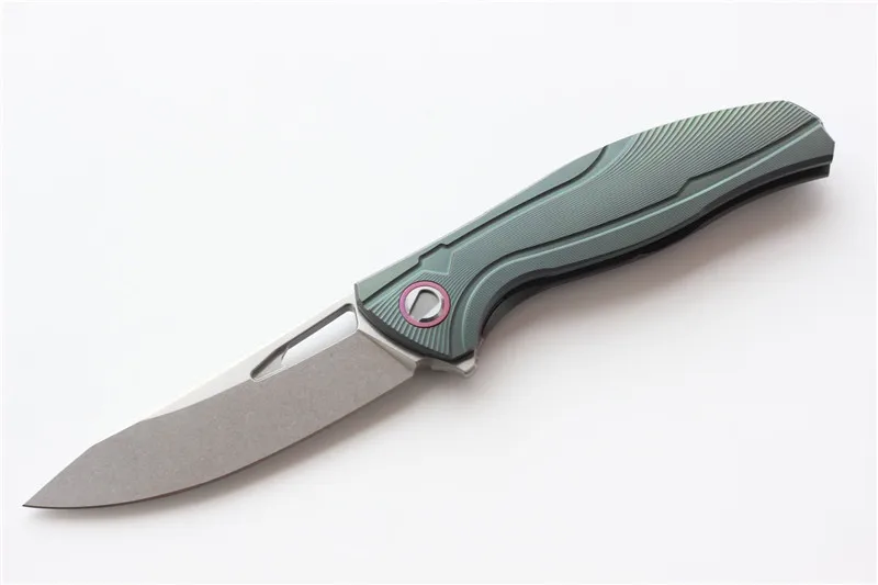 Складной нож VESPA F7 лезвие подшипника: M390(сатин/) Ручка: TC4 карманный нож для кемпинга и охоты инструменты для повседневного использования - Цвет: Green StoneWash