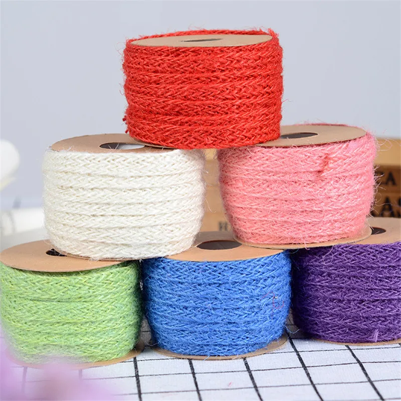

5 Meters 1cm Wide Eco Colorful Jute Braided Cord Gift Box String DIY Craft Material BJ04