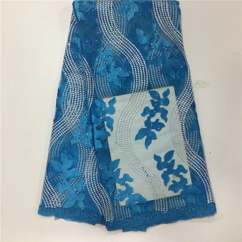 Африканская кружевная ткань 2017 темно-синяя французская африканская высокого