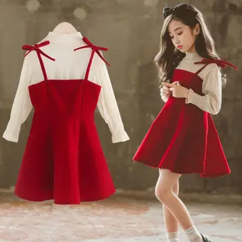 

2020 Spring 2 Piece Set Kids Girls Clothes Sets Toddler Teen Girls Lace Blouses Shirts + Princess Dress Suit Children's Clothing