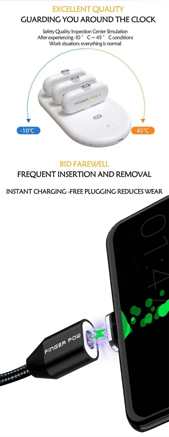 Fingerpow беспроводной мини банк питания для iPhone/Android/TypeC Магнитный USB кабель Внешний аккумулятор 18650 Банк питания портативное зарядное устройство
