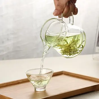 

High quality Heat Resistant Glass Flower Tea Pot Practical Bottle Flower TeaCup Glass Teapot with Infuser Tea Leaf Herbal Coffee